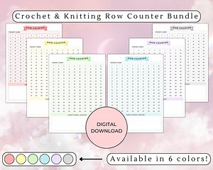 Printable Crochet & Knitting Row Counter PDF, Fillable Row Counter, Digital Download Row Counter, Printable Row Counter, Aesthetic Printable - Etsy UK