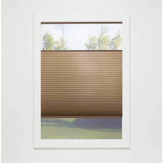 Check The Home Depot's Q&A Before Buying: Perfect Lift Window Treatment Latte Cordless Top-Down Bottom-Up Light Filtering Eco Polyester Cellular Shades - 38.5 in. W x 64 in. L