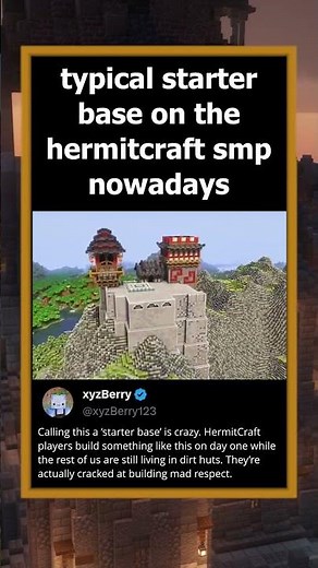 typical starter base on the hermitcraft smp nowadays