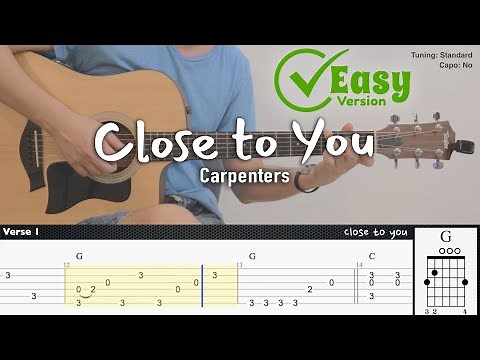 Close to you (Easy Version) - Carpenters | Fingerstyle Guitar | TAB + Chords + Lyrics