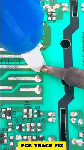PCB Trace Repair 🔥 Restoring Broken Circuit Track #pcbrepair #soldering #satisfying #diy #pcb #fix