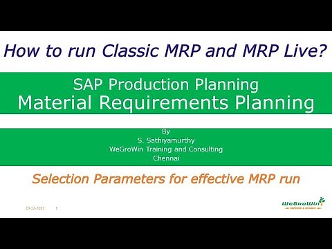 SAP PP | MRP Run vs. MRP Live in S/4HANA | Selection Parameters Explained Clearly | 01-44