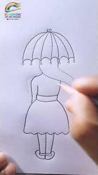 Easy Girl with Umbrella Drawing Tutorial 🌂 | Simple Pencil Sketch Drawing