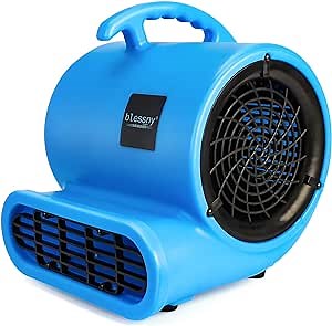 blessny 1/2 HP ETL Listed Carpet Dryer Fan, 2600 CFM Air Blower Mover for Home Drying, 15 Ft Long Cord Portable Floor Blower Fan with 3-Speeds, Blue