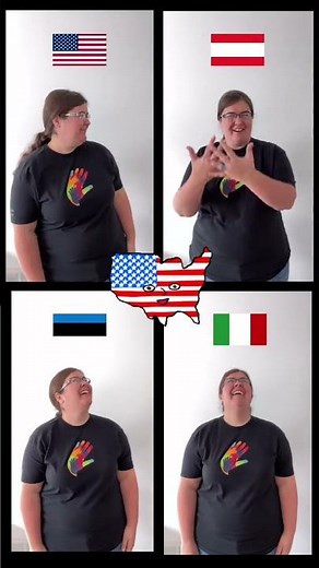 How to sign USA in 4 World Sign Languages #austria #italy #estonia #signlanguage #deafworld #usa