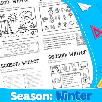 Winter Season Activity Pack: Coloring, Vocabulary, & Following Directions