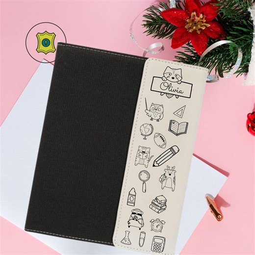 Woodland Doodle Homework Binder , Custom Name Engraved Kids School Folder Gift - Etsy