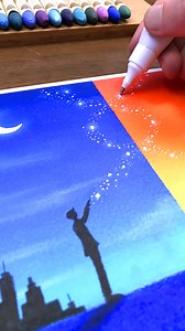 🌌 Painting the Sky: When Sunset Meets Starlight ✨🎨 #skyart #pastelpainting #artjourney #colorfulart #nightandsunset #creativeart #artvideo #magicmoments #dreamscene | Art Room