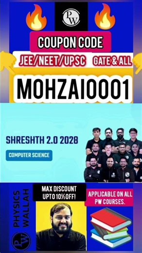 PW COUPON CODE 2028 - All Batch & PW Store | PW coupon code Rs500 Off🔥| 👉 MOHZAI0001 👈 #pwcouponcode