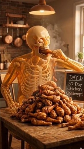 Chiken leg pics eating for 30 days! 👀 #skeleton