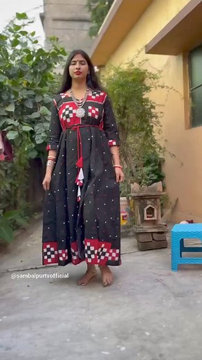 Sambalpuri Handloom Gown Black Red Saptapat #sambalpuri #sambalpurikurti #gown #fashion #shopping #odisha | Sambalpuri TV