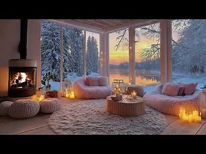 Cozy Winter Escape – Soothing Snowy Wind & Crackling Fireplace Sounds for Deep Relaxation & Sleep