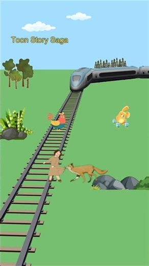Rainbow Chicken is crossing the railway track and the Metro train is approaching fast | Metro Trains