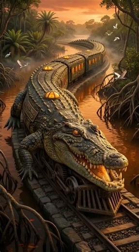 🐊 A Saltwater Crocodile Becomes an Ancient Primordial Train | Little World Adventures #Shorts