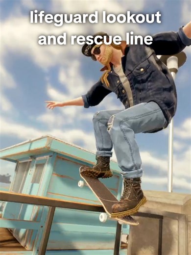 Keeping the beach safe one manual at a time! Here's a challenge line that includes climbing to the top of a lifeguard lookout tower without getting off the board, scanning for anyone who needs help, and quickly traveling from the tower to water to provide assistance!