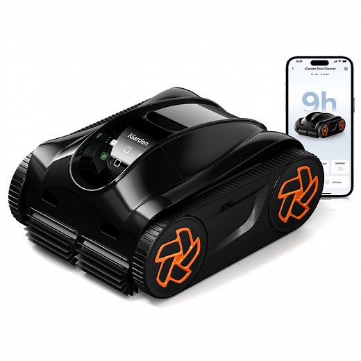 iGarden Pool Cleaner K80, Cordless Pool Vacuum Robot for Inground & Above Ground Pools, Smart Navigation, 8H Runtime, Touchscreen, Self-Parking, Cleans Floor, Wall & Waterline