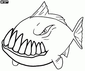 A piranha with large teeth coloring page printable game