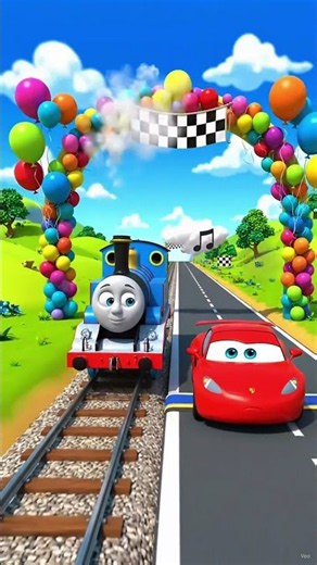 ​🏁 Red Car vs Blue Train: Friendly Race! #shorts
