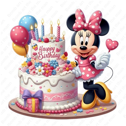 Minnie Mouse Birthday Clipart, Minnie Mouse Png, Transparent Design, Instant Download - Etsy