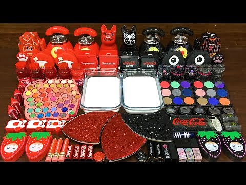 RED vs BLACK! Mixing Random into GLOSSY Slime ! Satisfying Slime Video #334