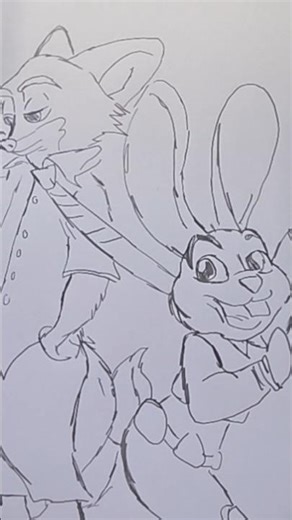 LEARN how to draw Judy pulling Nick 🐰🦊 #Zootopia #JudyHopps #NickWilde #Drawing #Shorts