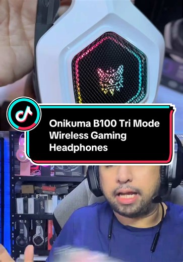 Wireless and Wired si Onikuma B100 Tri Mode Wireless Gaming Headphones #B100 #wireless #noisecancellation #work #music #gaming #onikuma #bombaytv #fyp