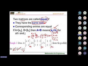 [MAE101] ĐSTT 08 Chapter 2 Matrix Addition, Matrix Multiplication
