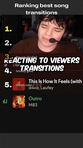 Ranking the top 5 greatest song transitions #songs #transition#heavenly#funny #viral#ranking#moments