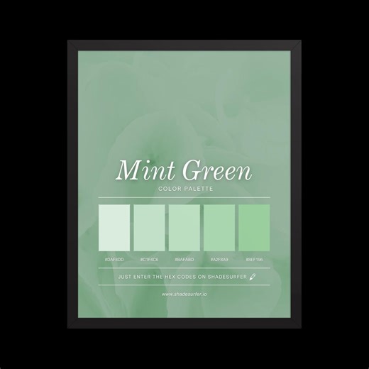 Mint Green Color Palette Print, Printable Wall Art, Instant Digital Download, Hex Codes Design - Etsy Australia
