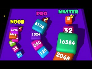 2048 Snake 3D (CUBE MERGE) Unlock 4096 8192 16384 | Level 4-5-6 | Noob Pro Master Android Gameplay