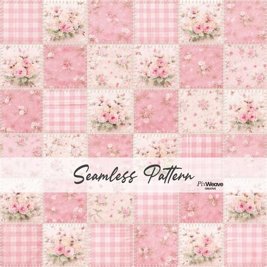 Vintage Pink Floral Patchwork Seamless Pattern, Cottagecore Quilt Fabric Print, Shabby Chic Rose Digital Paper, Nursery Fabric Design - Etsy