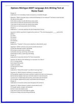 Options Michigan HiSET Language Arts Writing Test at Home Exam 636x882