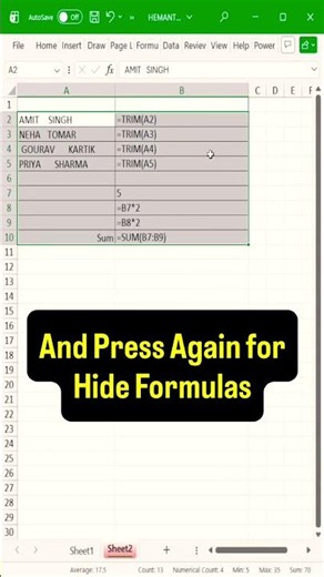 Excel Shortcut to Show formulas #excel
