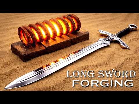 Forging a massive spring into a legendary longsword.
