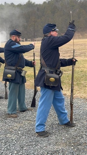 Side by Side musket loading and firing