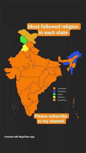 most followed religion in each state of India #edit #map #facts #religion #hinduism #geography