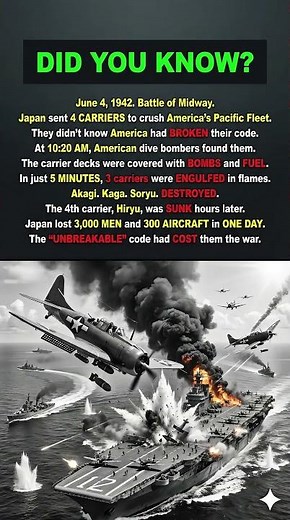 The 5 Minutes That Destroyed Japanese Naval Aviation Forever 💀🔥 #ww2 #midway #history
