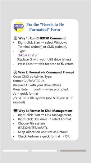 USB Drive “Needs to Be Formatted”? Stop! Recover Data First!#usb #formation