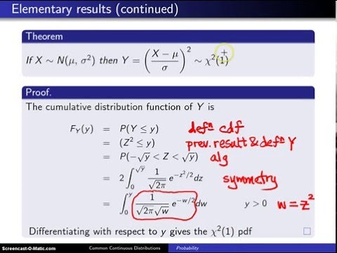 Normal distribution Y = ((X - mu) / sigma) ^ 2 result