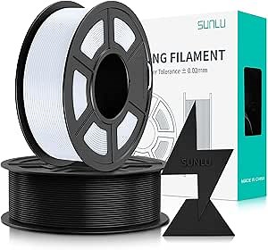 SUNLU High Speed PLA Filament 1.75mm, 30mm/s - 600mm/s Print Range, High Flow Speedy 3D Printer PLA Filament, Designed for Fast Printing, Neatly Wound, 1 kg Spool, 2 Packs, Black+White