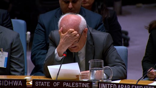 Palestinian ambassador to U.N. breaks down when talking about Gaza