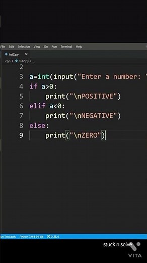 Python program to check a number for positive, negative and zero| python language| coding