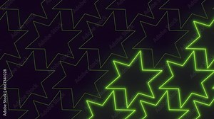 An eye catching image featuring a dark background adorned with glowing green neon lines in the shape of stars, creating a captivating star pattern