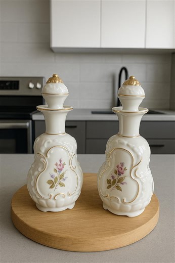 Buy 1950s L and M Bondware Porcelain Perfume Bottles | Rose & Gold Set Online in India - Etsy