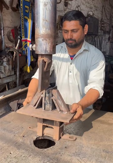 Hydraulic Press Bending a Corn Planter's Wing