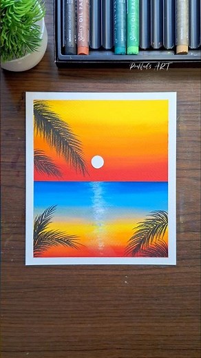 ✨ Easy Sunset Oil Pastel Drawing #art #new #drawing