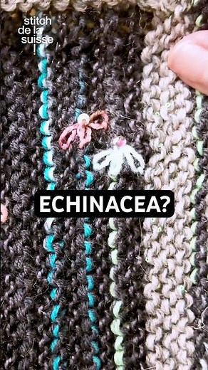 Beaded Echinacea Embroidery on my Knit Square! #knittinginspo