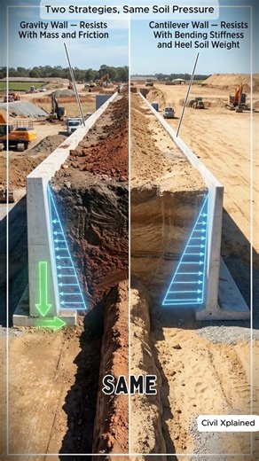 Gravity Wall vs Cantilever Wall | Two Completely Different Ways to Fight the Same Soil