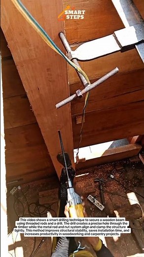 Smart DIY Wood Beam Drilling Trick for Faster Carpentry ⚡🪵