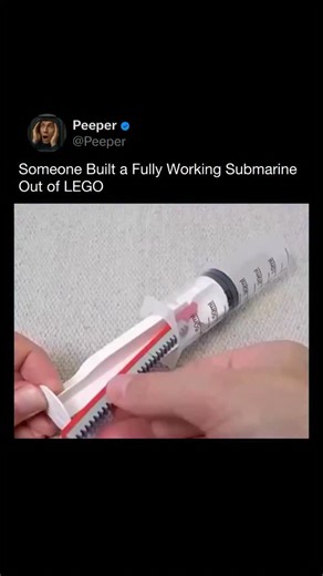 PEEPER on Instagram: "A hobbyist engineer built a fully functional miniature submarine using LEGO components combined with custom parts. The model uses LEGO motors and gears for propulsion and control, housed inside a sealed transparent pressure tube to keep electronics dry. Ballast control allows it to submerge and resurface, while a remote lets the operator steer and manage depth in real time. Despite the headline, it’s not made entirely from LEGO. Key elements like the hull, seals, and buoyan
